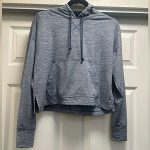 Nike Women's Heather Blue Cropped Hoodie Sweater, Nike Dri Fit
